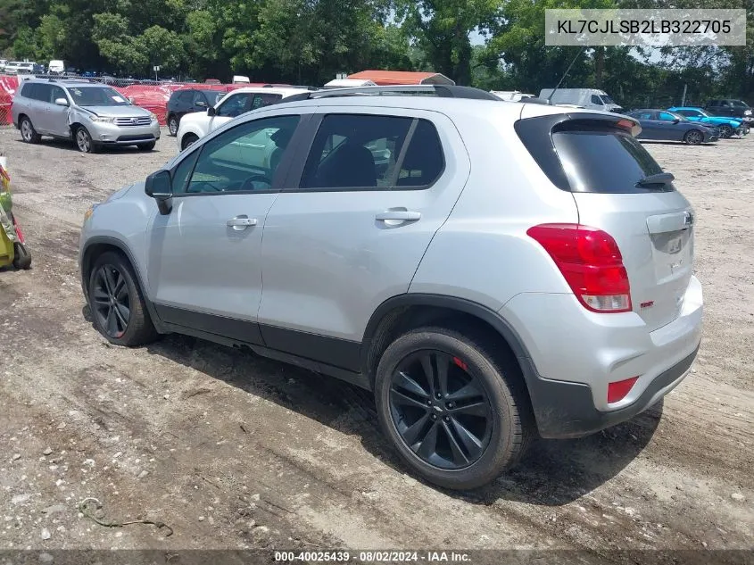 2020 Chevrolet Trax Fwd Lt VIN: KL7CJLSB2LB322705 Lot: 40025439