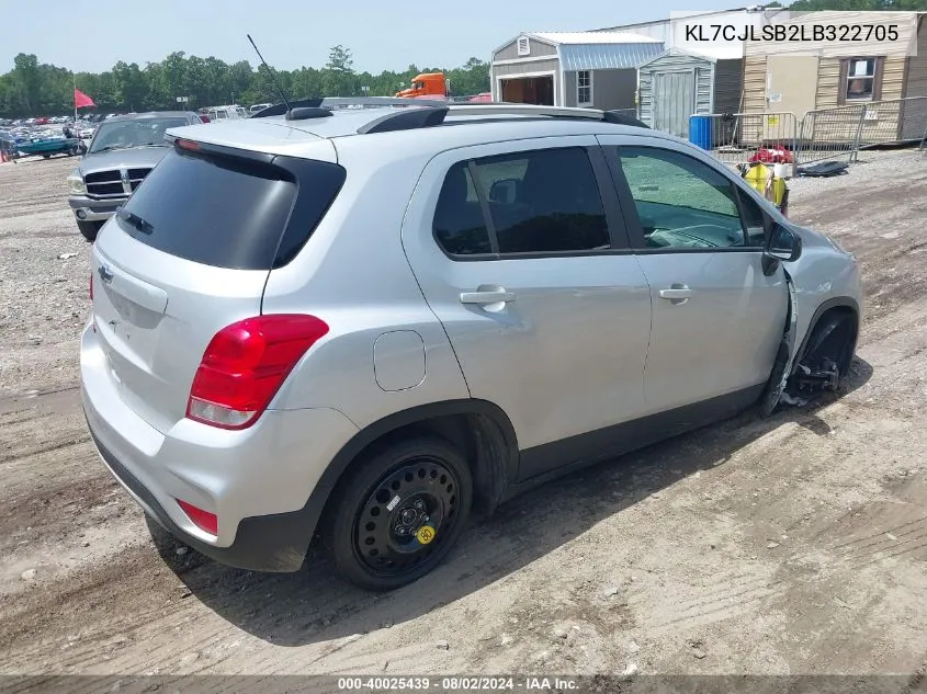 2020 Chevrolet Trax Fwd Lt VIN: KL7CJLSB2LB322705 Lot: 40025439