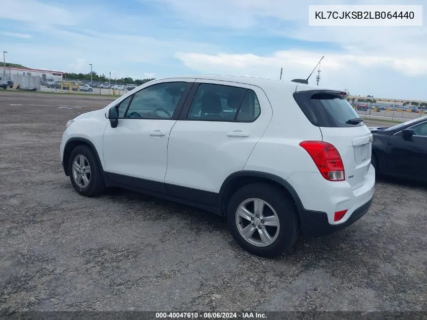 2020 Chevrolet Trax Fwd Ls VIN: KL7CJKSB2LB064440 Lot: 40047610