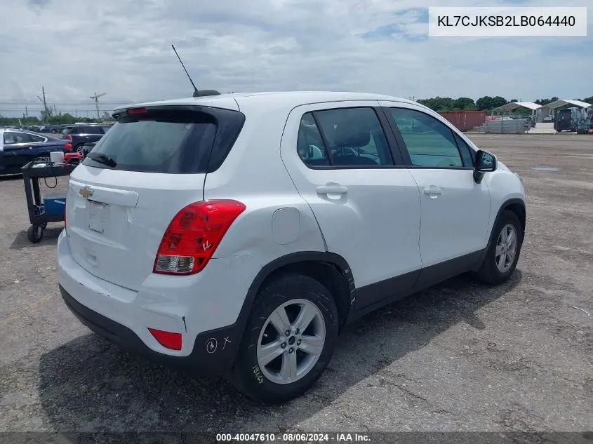 2020 Chevrolet Trax Fwd Ls VIN: KL7CJKSB2LB064440 Lot: 40047610