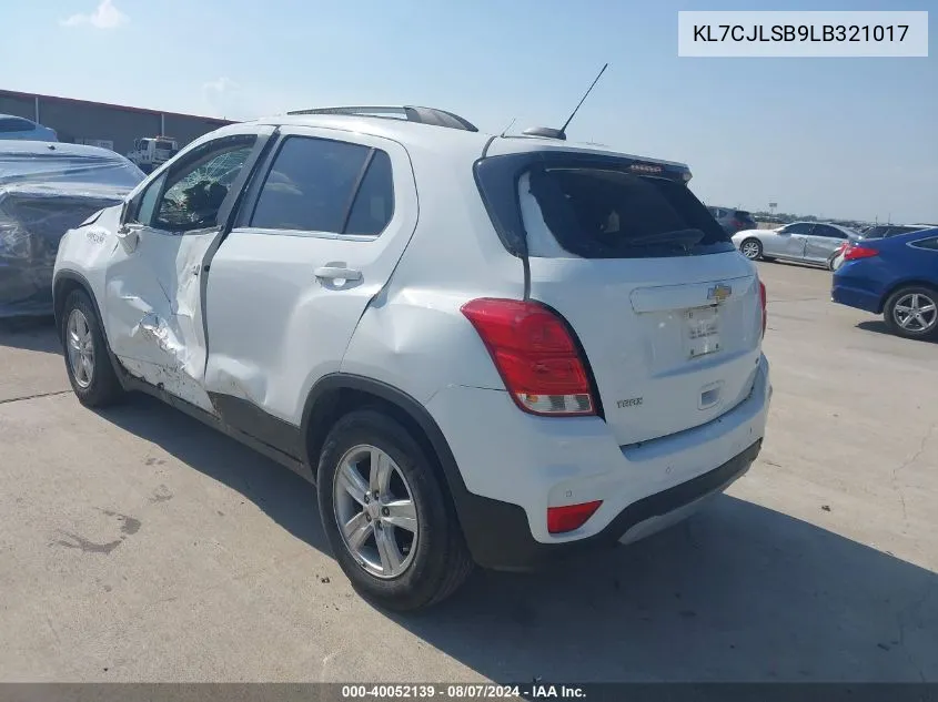 2020 Chevrolet Trax Fwd Lt VIN: KL7CJLSB9LB321017 Lot: 40052139