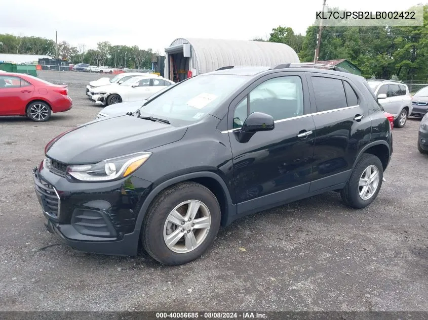 2020 Chevrolet Trax Awd Lt VIN: KL7CJPSB2LB002422 Lot: 40056685