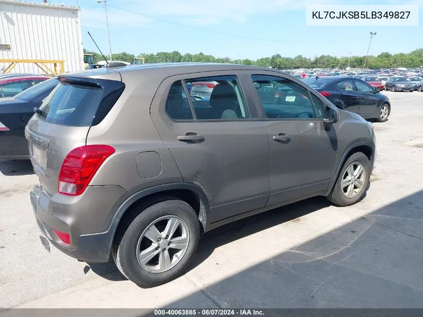 2020 Chevrolet Trax Fwd Ls VIN: KL7CJKSB5LB349827 Lot: 40063885