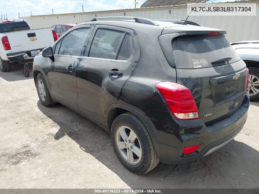 2020 Chevrolet Trax Fwd Lt VIN: KL7CJLSB3LB317304 Lot: 40116323