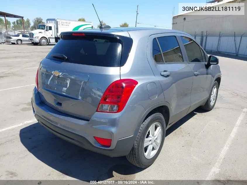 3GNCJKSB2LL181119 2020 Chevrolet Trax Fwd Ls