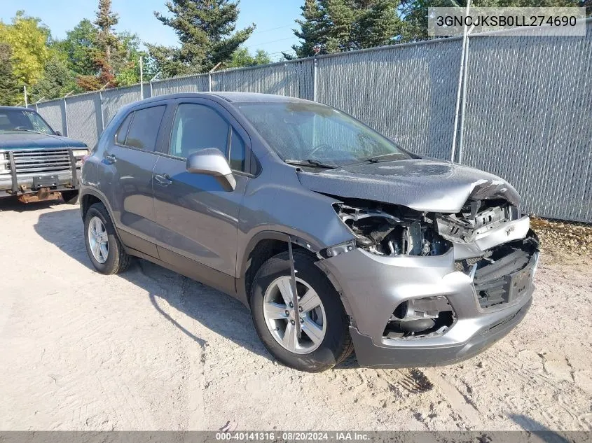 2020 Chevrolet Trax Ls VIN: 3GNCJKSB0LL274690 Lot: 40141316