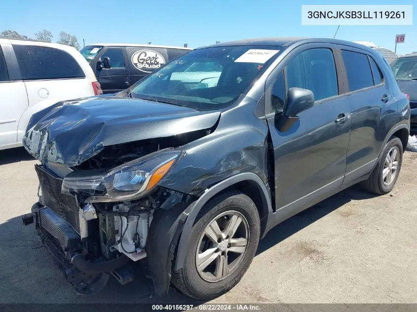 2020 Chevrolet Trax Fwd Ls VIN: 3GNCJKSB3LL119261 Lot: 40156297