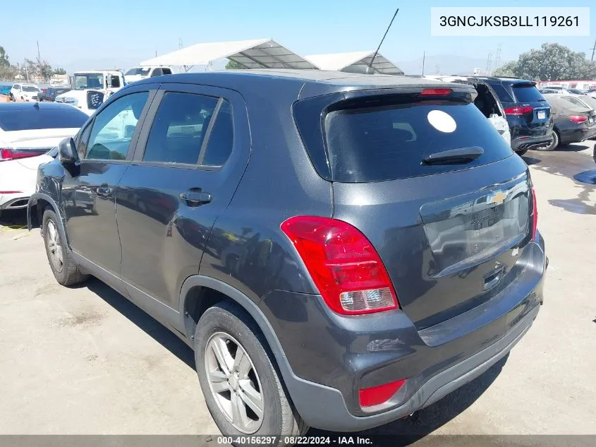 2020 Chevrolet Trax Fwd Ls VIN: 3GNCJKSB3LL119261 Lot: 40156297