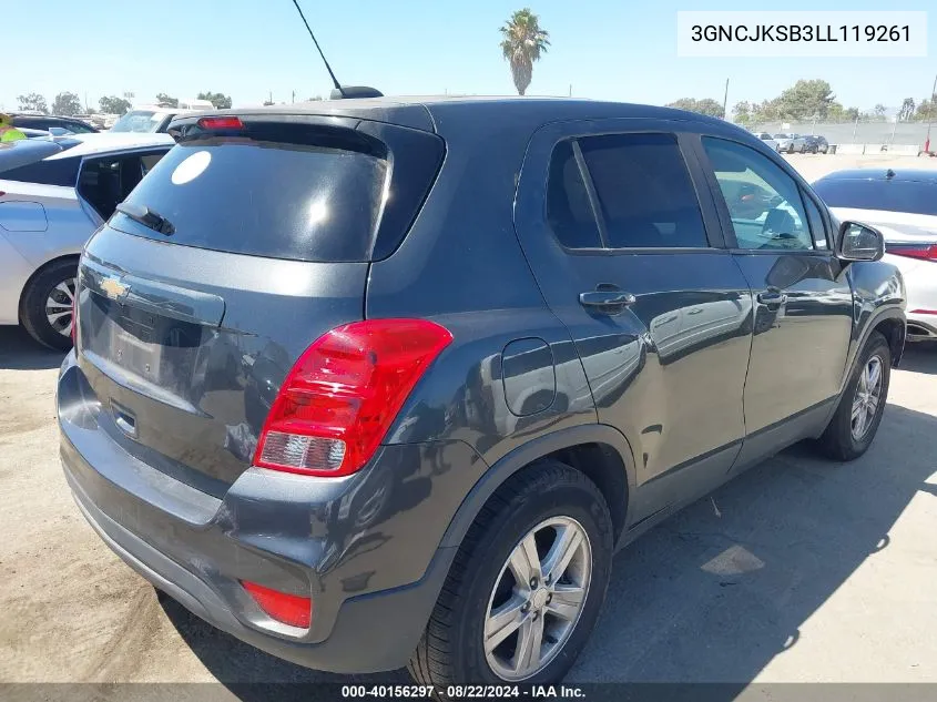 2020 Chevrolet Trax Fwd Ls VIN: 3GNCJKSB3LL119261 Lot: 40156297