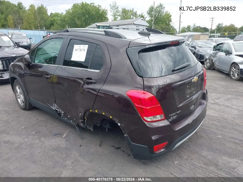 KL7CJPSB2LB339852 2020 Chevrolet Trax Awd Lt