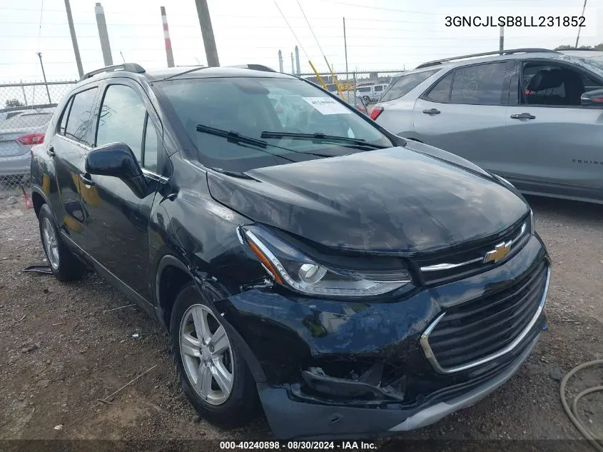 2020 Chevrolet Trax Fwd Lt VIN: 3GNCJLSB8LL231852 Lot: 40240898