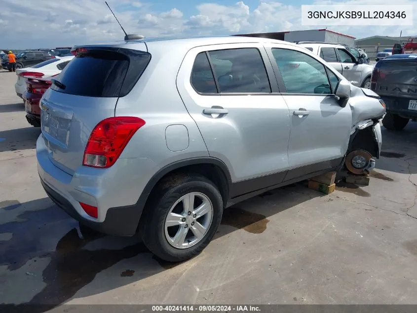 2020 Chevrolet Trax Fwd Ls VIN: 3GNCJKSB9LL204346 Lot: 40241414