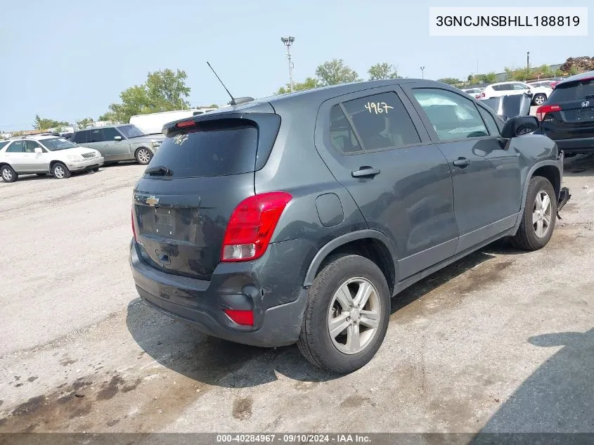 2020 Chevrolet Trax Ls VIN: 3GNCJNSBHLL188819 Lot: 40284967