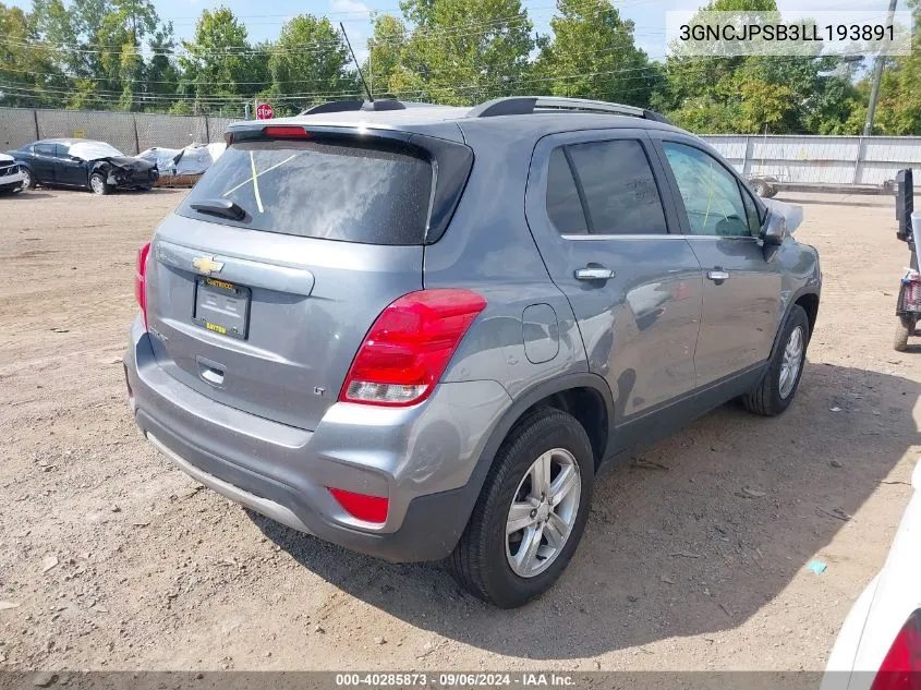 2020 Chevrolet Trax Awd Lt VIN: 3GNCJPSB3LL193891 Lot: 40285873