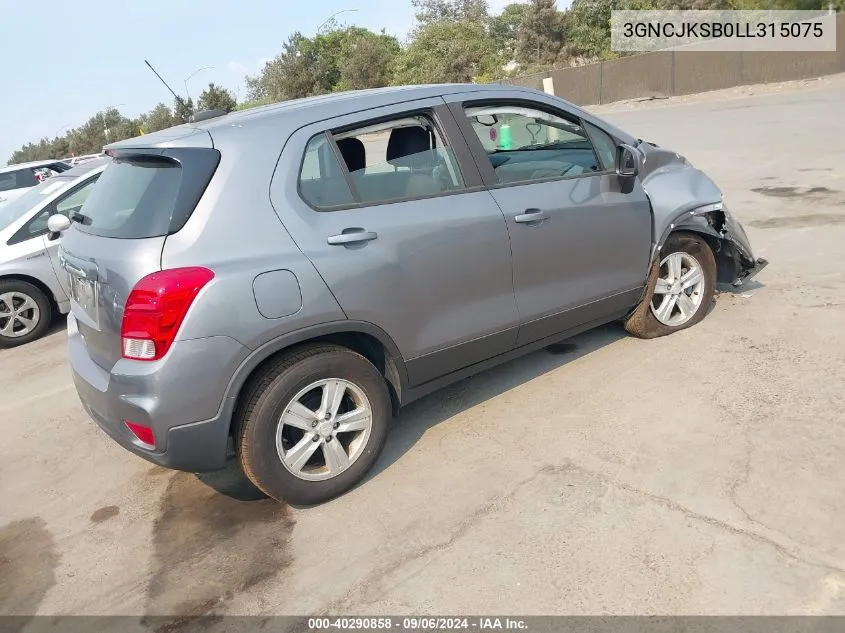 2020 Chevrolet Trax Fwd Ls VIN: 3GNCJKSB0LL315075 Lot: 40290858