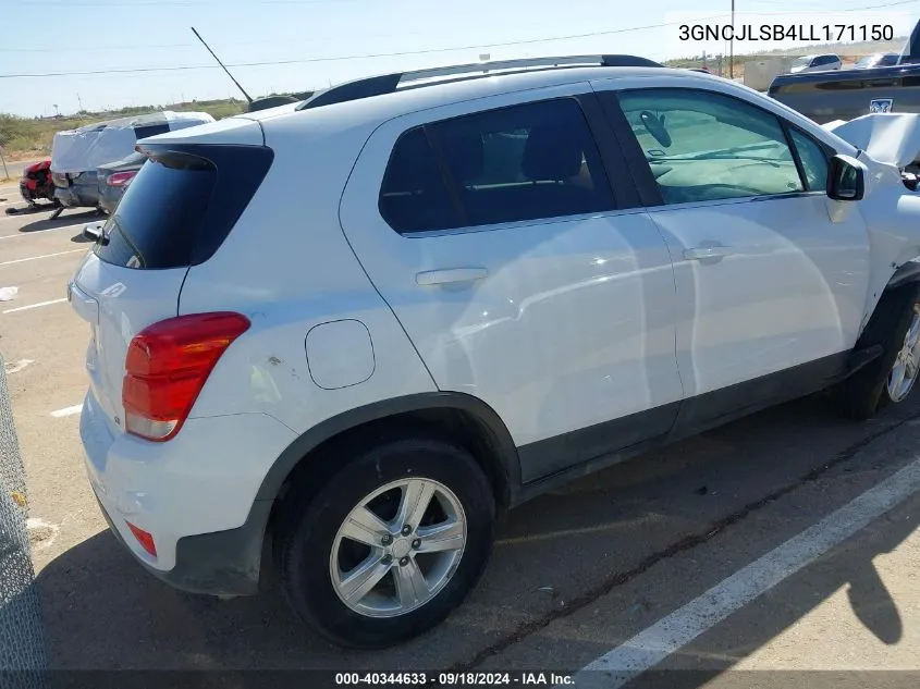 2020 Chevrolet Trax Fwd Lt VIN: 3GNCJLSB4LL171150 Lot: 40344633