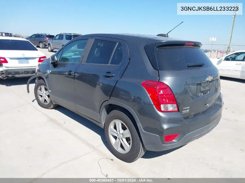 2020 Chevrolet Trax Ls VIN: 3GNCJKSB6LL233223 Lot: 40360493