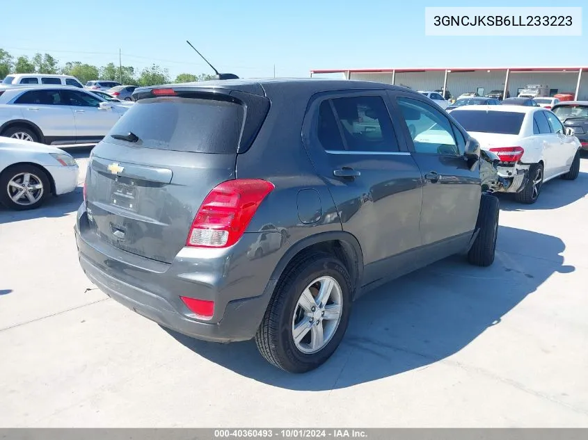 2020 Chevrolet Trax Ls VIN: 3GNCJKSB6LL233223 Lot: 40360493