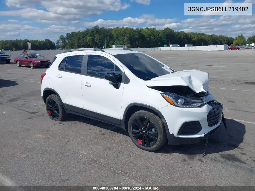 2020 Chevrolet Trax Awd Lt VIN: 3GNCJPSB6LL219402 Lot: 40369704