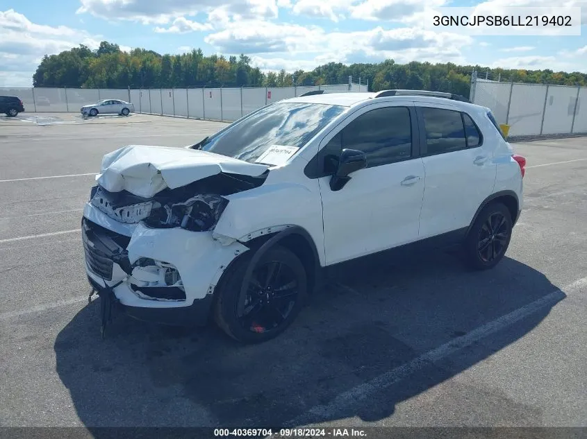 2020 Chevrolet Trax Awd Lt VIN: 3GNCJPSB6LL219402 Lot: 40369704