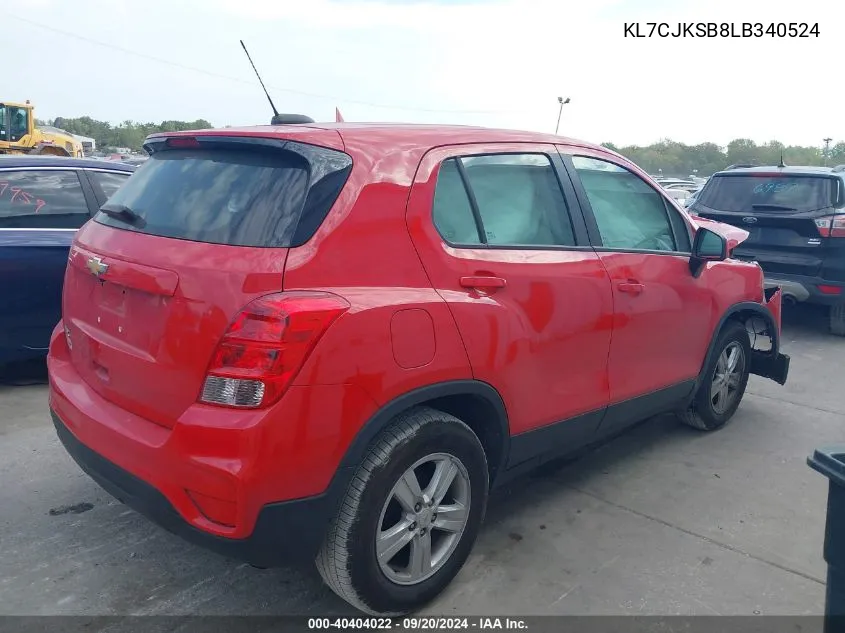 KL7CJKSB8LB340524 2020 Chevrolet Trax Fwd Ls