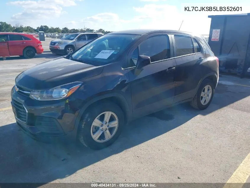 2020 Chevrolet Trax Fwd Ls VIN: KL7CJKSB5LB352601 Lot: 40434131