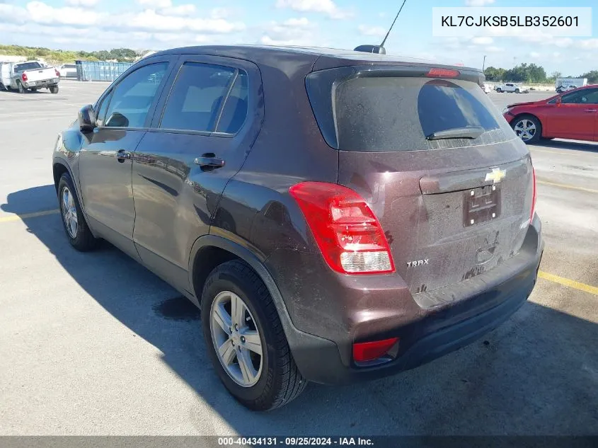 2020 Chevrolet Trax Fwd Ls VIN: KL7CJKSB5LB352601 Lot: 40434131