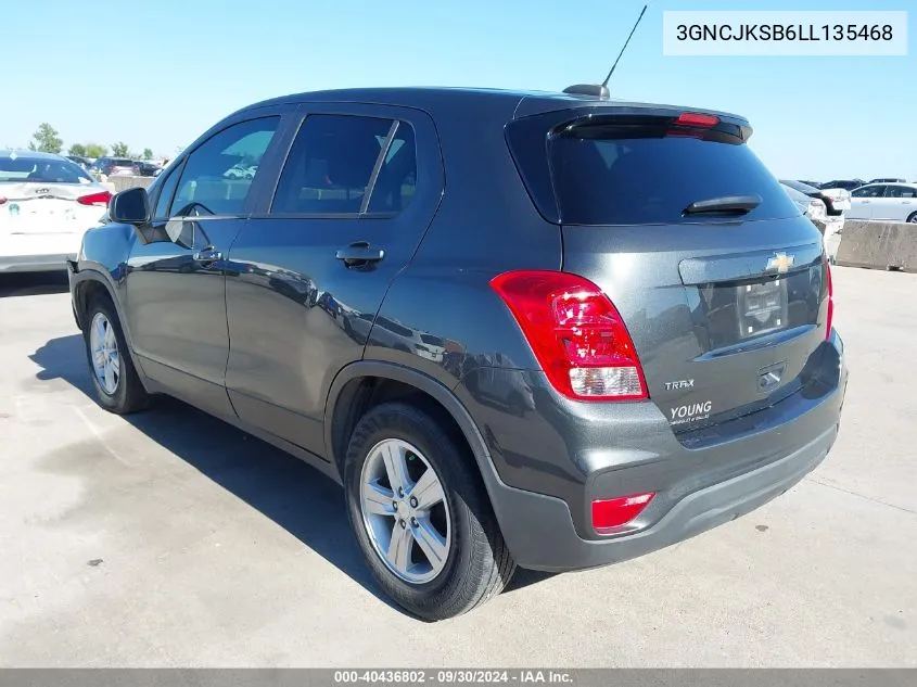 2020 Chevrolet Trax Fwd Ls VIN: 3GNCJKSB6LL135468 Lot: 40436802