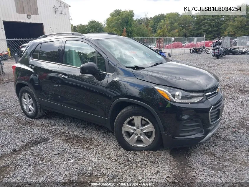 2020 Chevrolet Trax Fwd Lt VIN: KL7CJLSB1LB034254 Lot: 40465020