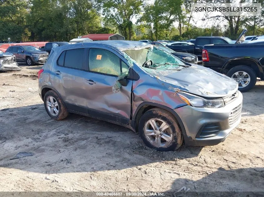 2020 Chevrolet Trax Ls VIN: 3GNCJKSB5LL315265 Lot: 40466607