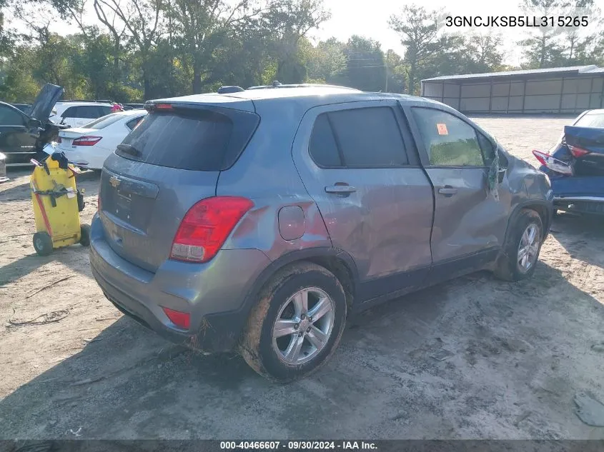 2020 Chevrolet Trax Ls VIN: 3GNCJKSB5LL315265 Lot: 40466607