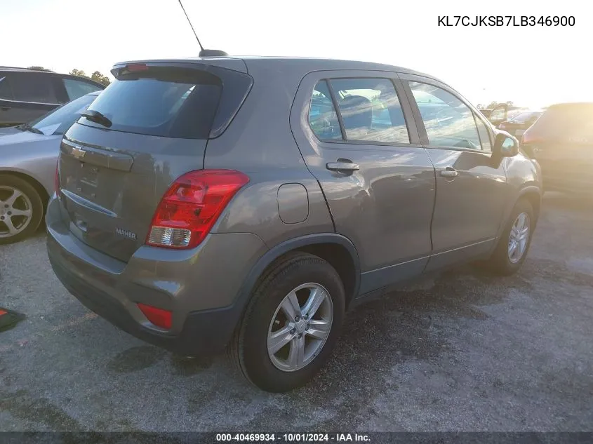 2020 Chevrolet Trax Ls VIN: KL7CJKSB7LB346900 Lot: 40469934