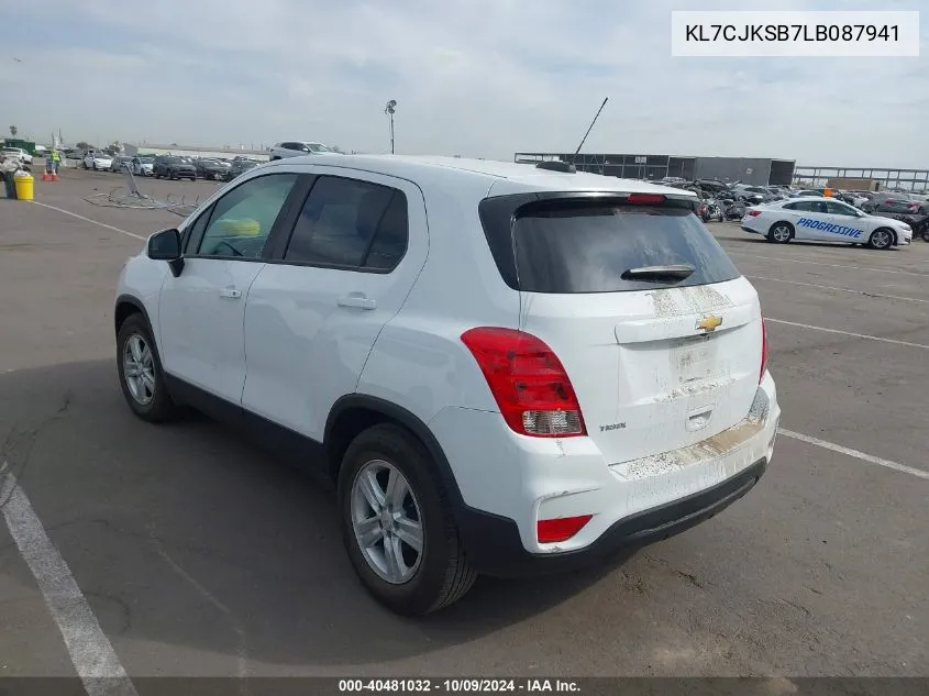 KL7CJKSB7LB087941 2020 Chevrolet Trax Fwd Ls