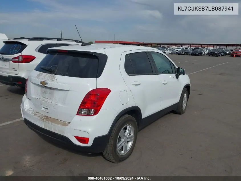 2020 Chevrolet Trax Fwd Ls VIN: KL7CJKSB7LB087941 Lot: 40481032