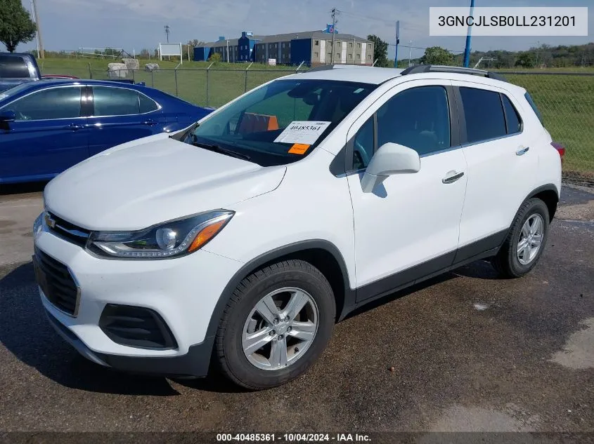 2020 Chevrolet Trax Fwd Lt VIN: 3GNCJLSB0LL231201 Lot: 40485361