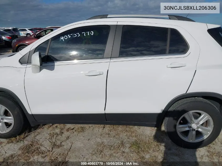 2020 Chevrolet Trax 1Lt VIN: 3GNCJLSBXLL206306 Lot: 40503770