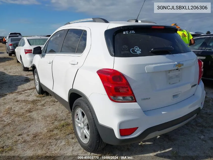 2020 Chevrolet Trax 1Lt VIN: 3GNCJLSBXLL206306 Lot: 40503770