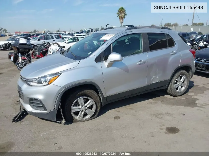 2020 Chevrolet Trax 1Lt VIN: 3GNCJLSB0LL165443 Lot: 40526243