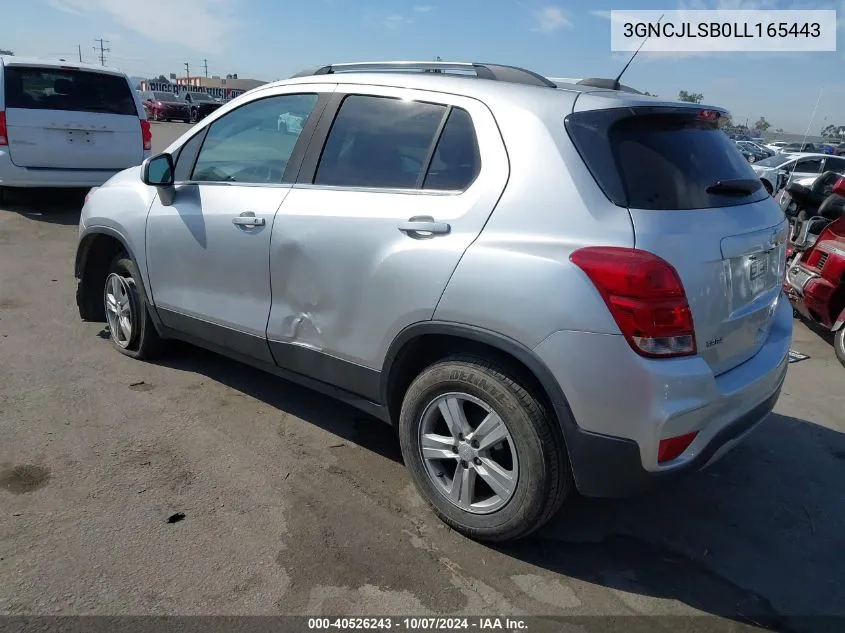 2020 Chevrolet Trax 1Lt VIN: 3GNCJLSB0LL165443 Lot: 40526243