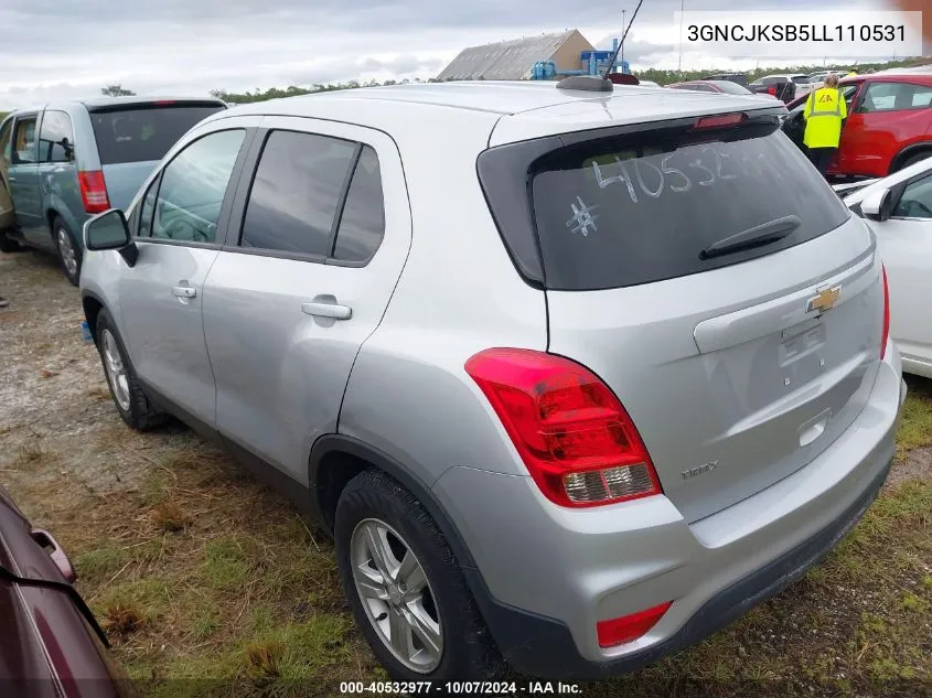 2020 Chevrolet Trax Fwd Ls VIN: 3GNCJKSB5LL110531 Lot: 40532977