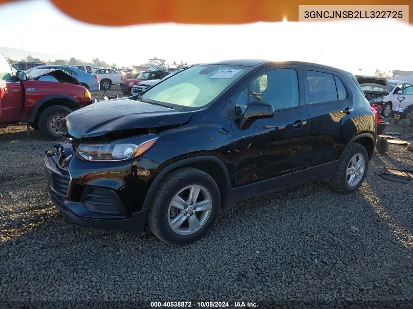 2020 Chevrolet Trax Ls VIN: 3GNCJNSB2LL322725 Lot: 40538872