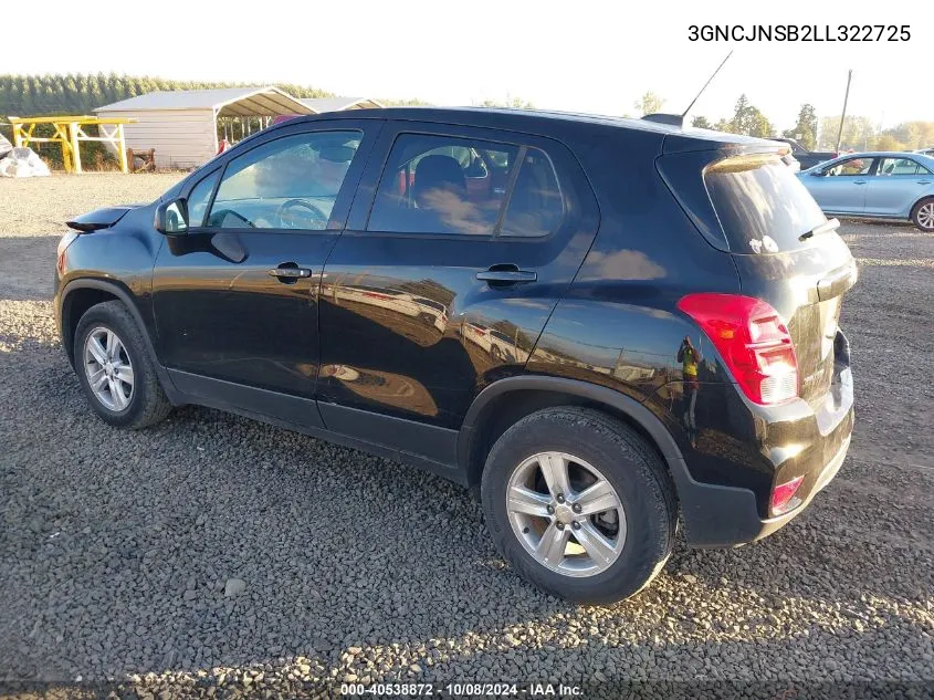 3GNCJNSB2LL322725 2020 Chevrolet Trax Ls