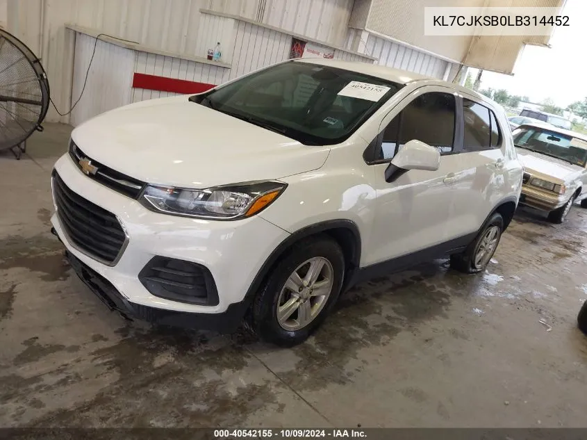 2020 Chevrolet Trax Ls VIN: KL7CJKSB0LB314452 Lot: 40542155