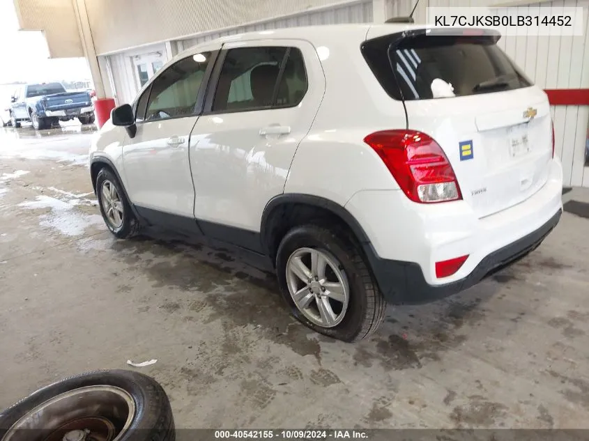 2020 Chevrolet Trax Ls VIN: KL7CJKSB0LB314452 Lot: 40542155