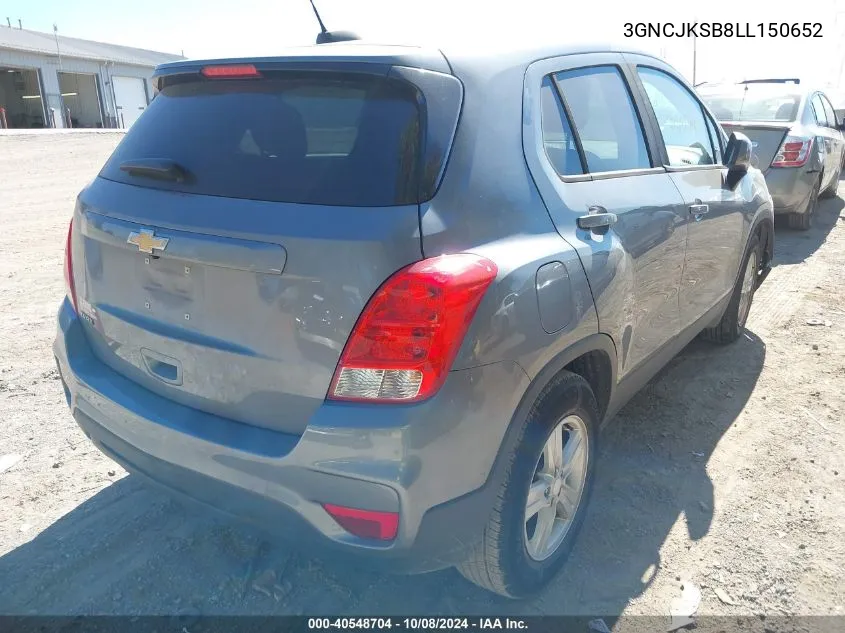 2020 Chevrolet Trax Fwd Ls VIN: 3GNCJKSB8LL150652 Lot: 40548704