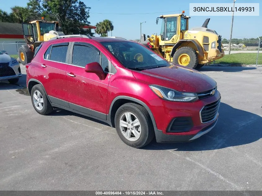 2020 Chevrolet Trax Fwd Lt VIN: 3GNCJLSBXLL149931 Lot: 40596484