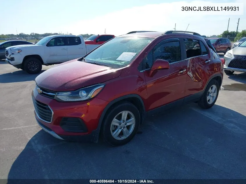 2020 Chevrolet Trax Fwd Lt VIN: 3GNCJLSBXLL149931 Lot: 40596484