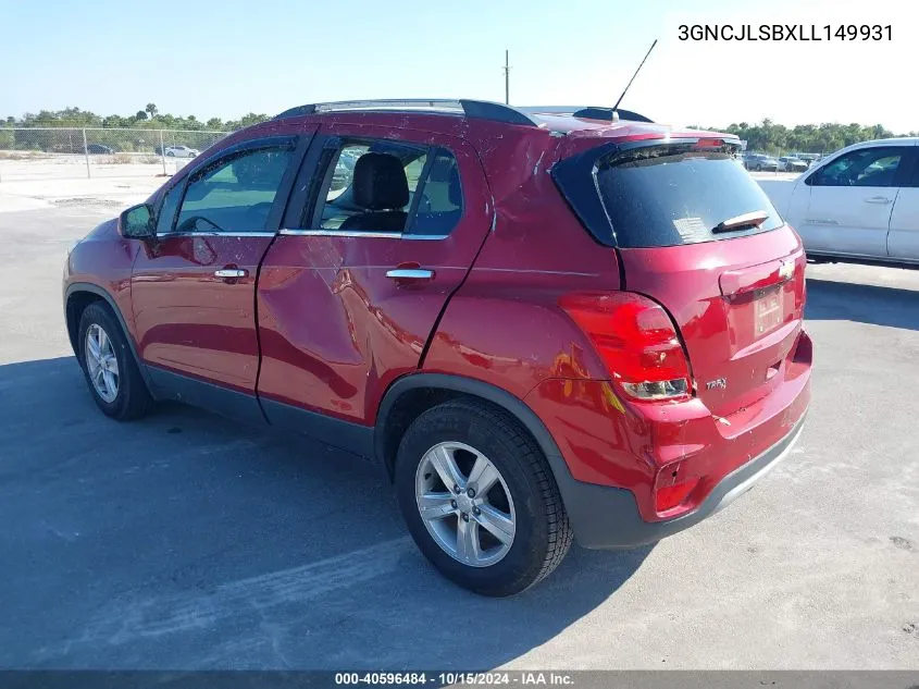 2020 Chevrolet Trax Fwd Lt VIN: 3GNCJLSBXLL149931 Lot: 40596484