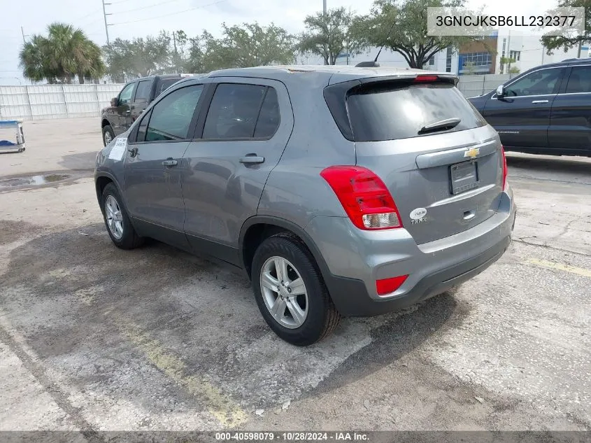 2020 Chevrolet Trax Fwd Ls VIN: 3GNCJKSB6LL232377 Lot: 40598079