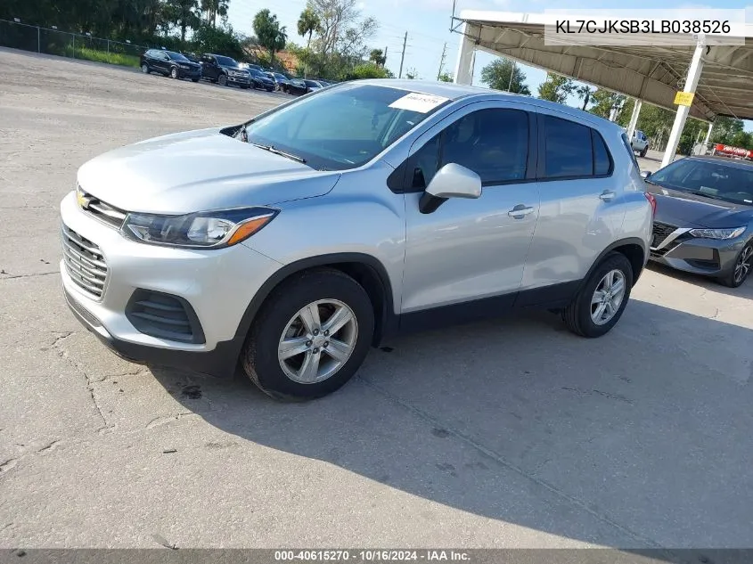 2020 Chevrolet Trax Fwd Ls VIN: KL7CJKSB3LB038526 Lot: 40615270